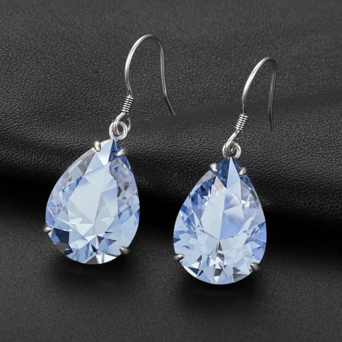Blue Aquamarine Teardrop Earrings Silver 925 2025 Luxury Jewelry For Women Hanging With Stone Art Deco Gift Female High Quality - Image 5