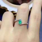 3*5mm Natural Emerald Ring Simple Design S925 Sterling Silver With Certificate Fashion Fine Charm Wedding Jewelry for Women FS