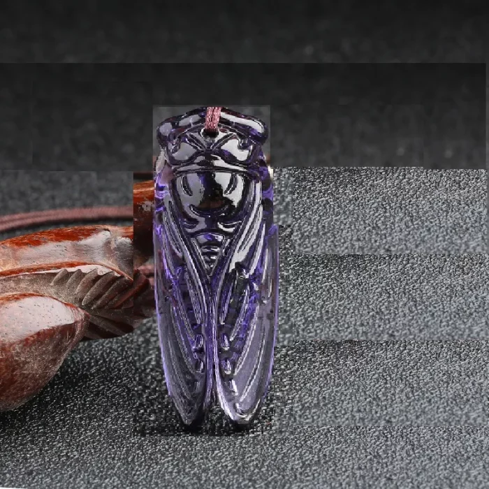 Natural Amethyst Hand Carved Cicada Jade Pendant Fashion Boutique Jewelry Men's and Women's Cicada Necklace Gift Accessories - Image 2