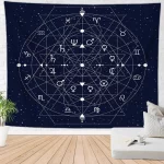 Blue Tarot Tapestry Wheel Zodiac Astrology Chart Wall Hanging Scarf Altar cloth tarot cloth tarot deck Sun and Moon Home Decor - Image 3