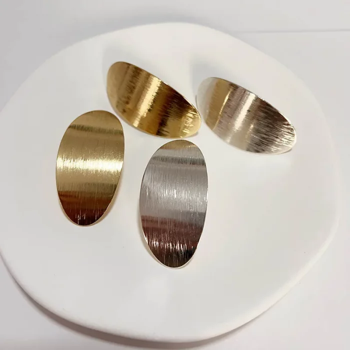 Exaggerated Metal Earrings Texture Retro Fashion Temperament Oval Brushed Textured Earrings Stud Earrings Wholesale 245 - Image 3