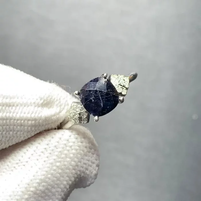 Vintage Natural sapphire Ring For Women Copper Simple Fine Jewelry Stone Gemstone Classic Style - Image 2