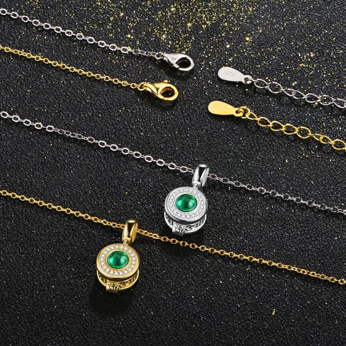 18K Yellow Gold Plated Lab Grown Emerald Gemstone Necklaces for Women 925 Sterling Silver Jewelry Pendant Nacklace Party Gift - Image 4