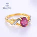 Solitare silver ring with natural filled ruby oval 6*8mm 2ct gemstones fine jewelry for women classic design