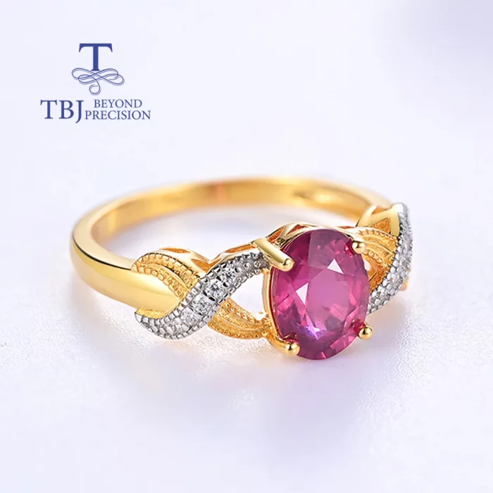 Solitare silver ring with natural filled ruby oval 6*8mm 2ct gemstones fine jewelry for women classic design - Image 4