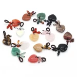 Rose Quartz Opal Agate Natural Stone Heart-Shaped Key Ring Aural Polishing Car Key Bag Decorative Pendant Gift