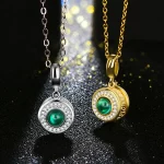 18K Yellow Gold Plated Lab Grown Emerald Gemstone Necklaces for Women 925 Sterling Silver Jewelry Pendant Nacklace Party Gift - Image 2