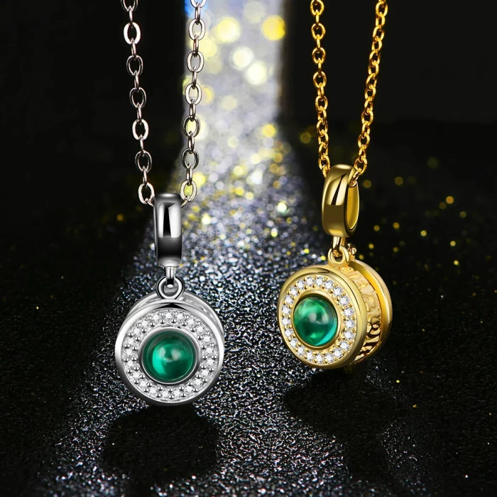 18K Yellow Gold Plated Lab Grown Emerald Gemstone Necklaces for Women 925 Sterling Silver Jewelry Pendant Nacklace Party Gift - Image 2