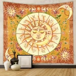 Beautiful Interior Decoration Tapestry Psychedelic Sun and Moon Mandala Flowers Home Wall - Image 4