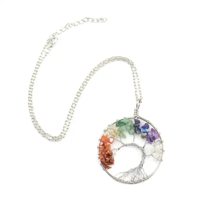 Natural Tree of Life Necklace 7 Chakra Crystal Stone Pendant Handmade Healing Colour Quartz Wedding Jewelry for Women Necklace - Image 7