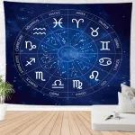 Blue Tarot Tapestry Wheel Zodiac Astrology Chart Wall Hanging Scarf Altar cloth tarot cloth tarot deck Sun and Moon Home Decor - Image 2