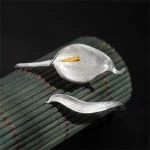 Retro S925 Sterling Silver Simplicity Calla Lily Bracelet for Women Fine Fashion Party Weddings Jewelry Personality Design