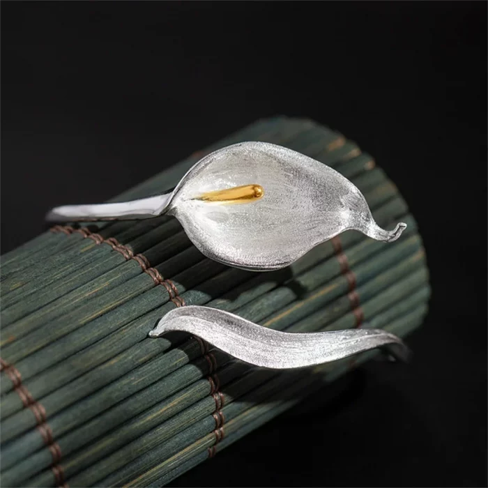 Retro S925 Sterling Silver Simplicity Calla Lily Bracelet for Women Fine Fashion Party Weddings Jewelry Personality Design - Image 1