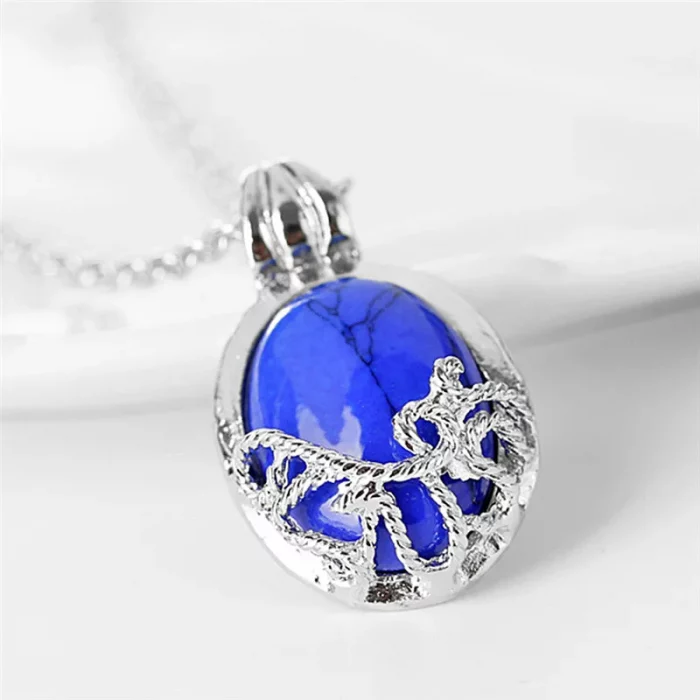 Film The Vampire Diaries Necklace Vintage Katherine Pendant Fashion Movie Jewelry Cosplay For Women Lapis Lazuli Pendant - Image 3