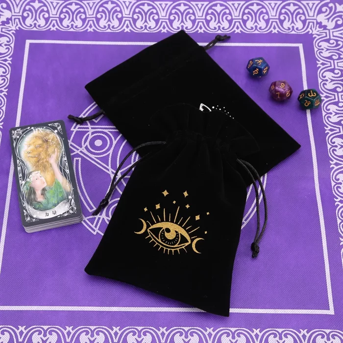 1pcs Black Velvet Tarot Storage Bag Mini Drawstring Package Witch Divination Crystal Pouch Bag Dice Holder Board Game Gold - Image 7
