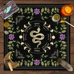 1pc Tarot tablecloth with your power, snake shaped floral and plant print astrology tablecloth, altar decoration tablecloth - Image 6