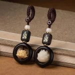 New Buddhism Lotus Flower Keychain Accessories Wooden Buddha Lucky Beads Keyring Pendant Car Bag Key Chain Buddhist Gift - Image 3