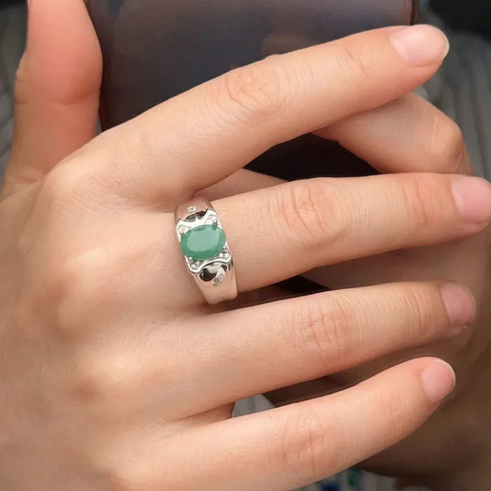 Classic 925 Silver Emerald Ring 7mm*9mm 2ct Natural Emerald Silver Ring 18K Gold Plated Gemstone Jewelry - Image 6