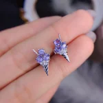 Fine Natural Tanzanite Silver Ice Cream Design Earring 3x3mm Natural Tanzanite 925 Silver Tanzanite Engagement Earring - Image 4