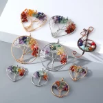 Tree of Life Natural Gravel Stone Pendant Necklace Healing Chakra Fortune Crystal Natural Stone Clavicle Chain Neck Jewelry - Image 2