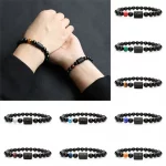 12 Zodiac Sign Obsidian Bracelet For Women Men Fashion Natural Black Agate Stone Elastic Bead Bracelet Bangles Birthday Jewelry - Image 4
