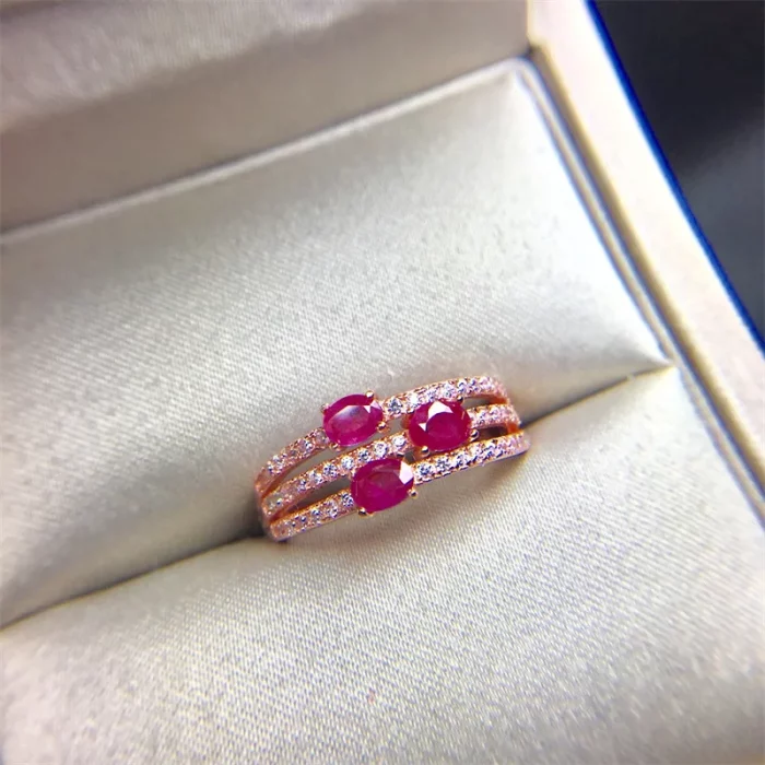 Wedding Ring for Women Real Pure 925 Sterling Silver Natural Ruby Genuine Gemstone Rose Gold Birthstone Engagement - Image 7