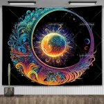 Crescent Moon Mandala Sun Tapestry Tapestry Wall Hanging Bohemian Witchy Goddess Tapestries Room Decor Home Flags - Image 4