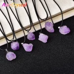 Natural Amethyst Irregular Rough Stone Pendant Clavicle Transparent Quartz Lady Fashion Jewelry Healing Lucky Necklace Gift - Image 2