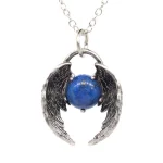 Angel Fly Wings Stone Pendant Necklace For Women Natural Amethyst Lapis Lazuli Cabachons Stone Pendants Necklaces Chain Jewelry - Image 7