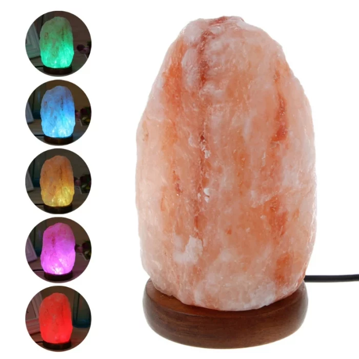 High Efficiency Hand Carved USB Wooden Base Himalayan Rock Salt Lamp Air Purifier Night Light New - Image 2