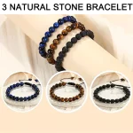 3 Style 8mm Natural Tiger Eyes Lava Rock Protection HANDMADE Bracelet Men's Gift - Image 3