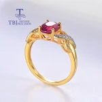 Solitare silver ring with natural filled ruby oval 6*8mm 2ct gemstones fine jewelry for women classic design - Image 5