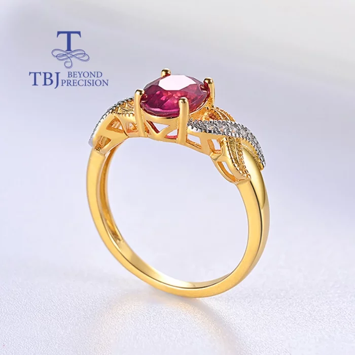 Solitare silver ring with natural filled ruby oval 6*8mm 2ct gemstones fine jewelry for women classic design - Image 5