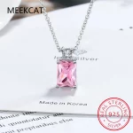 Emerald Cut Natural Garnet Amethyst Peridot Blue Topaz 925 Sterling Silver Square Pendant Necklace Colorful Gemstone Jewelry - Image 5