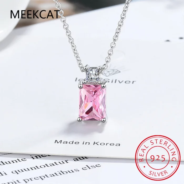 Emerald Cut Natural Garnet Amethyst Peridot Blue Topaz 925 Sterling Silver Square Pendant Necklace Colorful Gemstone Jewelry - Image 5