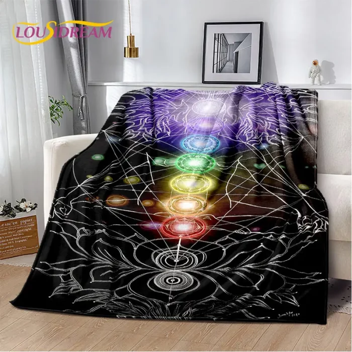 Rainbow 7 Chakra Mandala Bohemia Soft Plush Blanket,Flannel Blanket Throw Blanket for Living Room Bedroom Bed Sofa Picnic Cover - Image 4