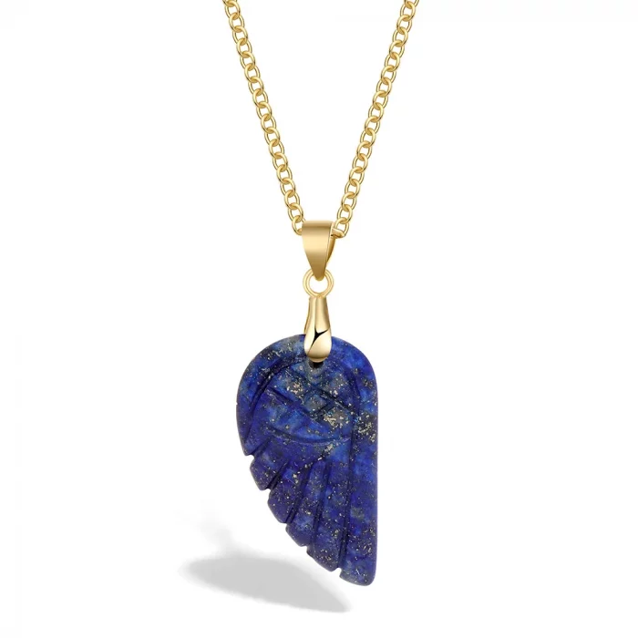 Lapis Lazuli Stone Wing Pendent Necklace Natural Stone Citrines Amethysts Quartzs Gold Color Chain Necklace Jewelry Gift - Image 2