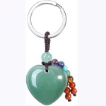 Natural Rose Quartz Heart Crystal Keychain 7 Chakra Healing Gemstone Key Ring Charm for Women Girls - Image 7