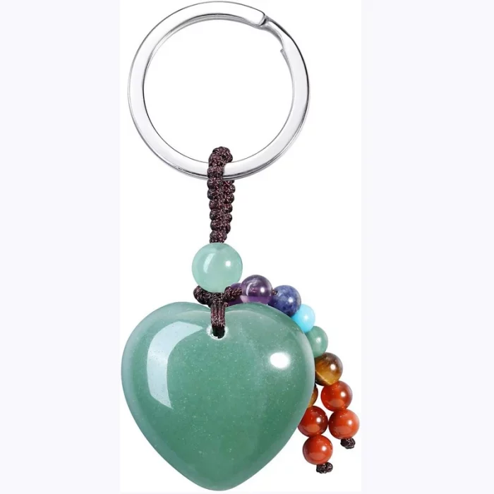 Natural Rose Quartz Heart Crystal Keychain 7 Chakra Healing Gemstone Key Ring Charm for Women Girls - Image 7