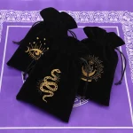 1pcs Black Velvet Tarot Storage Bag Mini Drawstring Package Witch Divination Crystal Pouch Bag Dice Holder Board Game Gold - Image 5