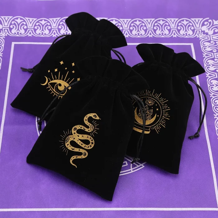 1pcs Black Velvet Tarot Storage Bag Mini Drawstring Package Witch Divination Crystal Pouch Bag Dice Holder Board Game Gold - Image 5