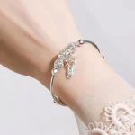 Adjustable size 925 Sterling Silver Bangle cuff Dreamcatcher Tassel Feather Round Bead Charm Bracelet jewelry For Women wedding - Image 6
