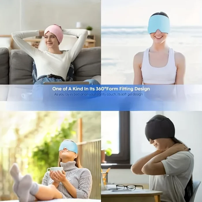 1 piece migraine hat, facial cooling gel headband, cold compress eye mask, adjustable headwear, face cooling product - Image 6