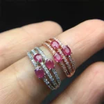 Wedding Ring for Women Real Pure 925 Sterling Silver Natural Ruby Genuine Gemstone Rose Gold Birthstone Engagement - Image 3