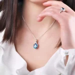 Buyee 925 Sterling Silver Female Stone Pendant Chain Natural Amethyst & Aquamarine Necklace for Women Fashion Fine Jewelry Chain - Image 6