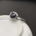 Natural Midnight Blue Sapphire Ring 6mm 1ct Genuine Sapphire 925 Silver Ring with 18K Gold Plating Gift for Women - Image 5