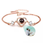 Custom Photo Projection Bracelet Heart Zircona Pendant Stainless Steel Couple DIY Picture Inside Bracelet For Women Jewelry - Image 7