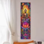Buddha Statues And Lotus Wall Decoration Colorful Mandala Vertical Tapestry Wall Hanging Meditation Religion Art Tapestry - Image 5