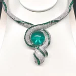 Europe America Style Necklace Women Lady Inlay Green Cubic Zircon Synthetic Emerald Snake Snakelike Choker - Image 4