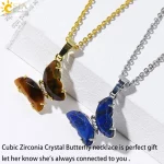 Rock Crystal Necklace Butterfly Necklaces Natural Stone Amethysts Clear Quartz Tiger Eye Pendants Stainless Steel Chain H158 - Image 4
